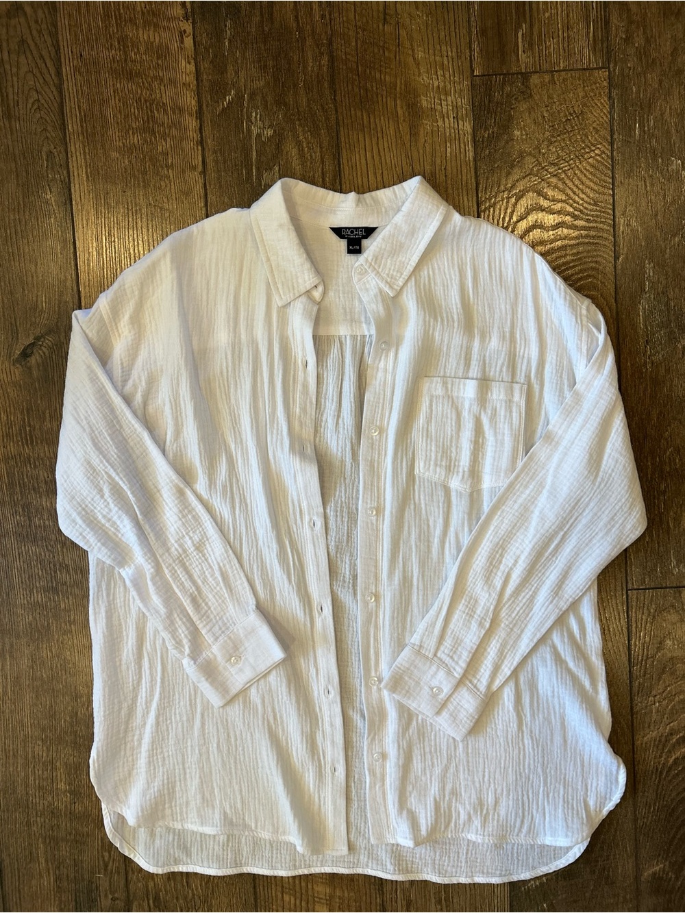RACHEL Rachel Roy White Gauze Long-Sleeve Button-Down Shirt